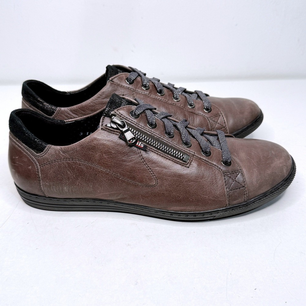Mephisto Mobils Hawai Sneakers Womens Brown Leather Lace Side Zip US 10 EUR 7.5